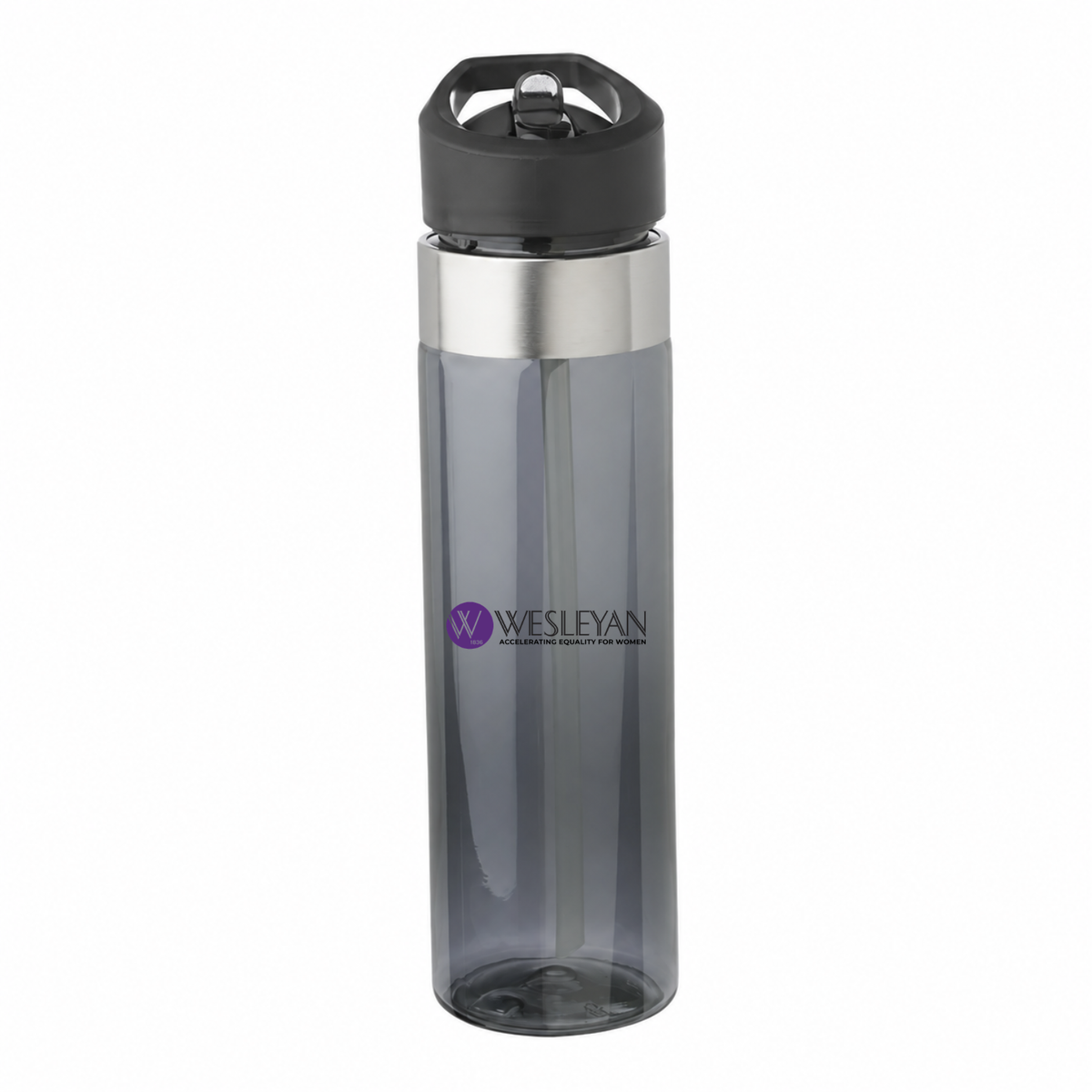 Wesleyan College 24 oz charcoal water bottle
