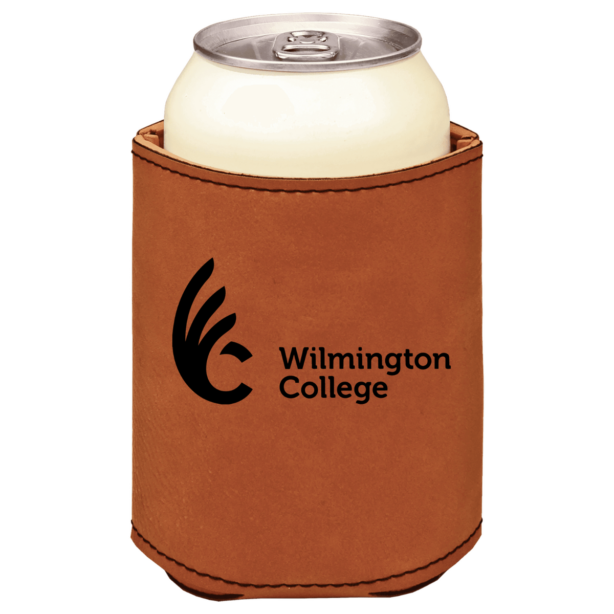 Wilmington College brown leatherette beverage holder